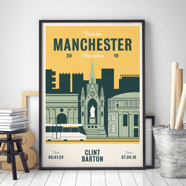 Manchester Marathon personalised print in frame