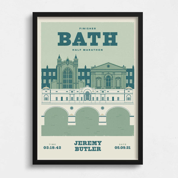 Bath Half marathon personalised print green