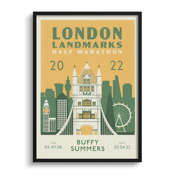 London Landmarks Half Marathon Personalised Print