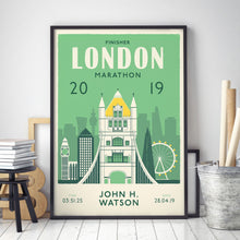 Load image into Gallery viewer, London Marathon Personalised print black frame