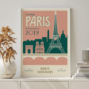 Paris Marathon personalised print white frame