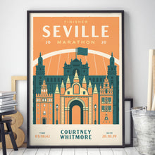 Load image into Gallery viewer, Personalised Seville Marathon print in frame