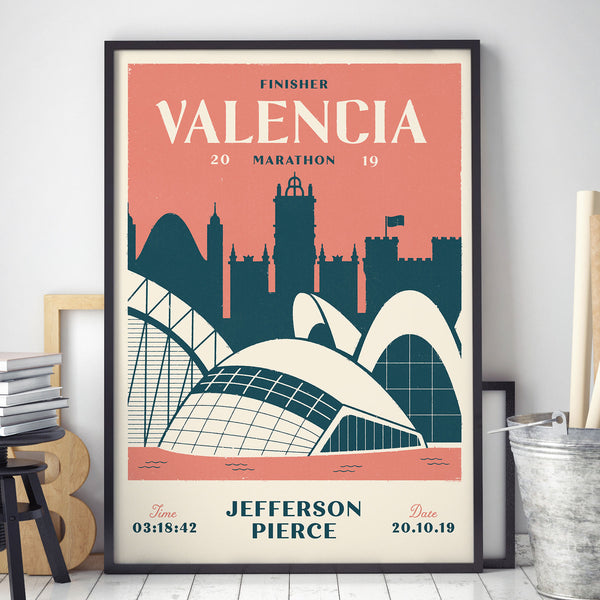 Personalised Valencia Marathon Print in frame
