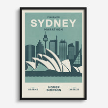 Load image into Gallery viewer, Sydney Marathon (or Half Marathon) personalised print