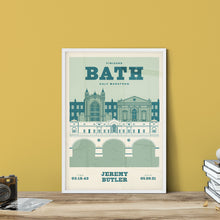 Load image into Gallery viewer, Bath Half marathon personalised print green in frame