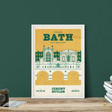 Load image into Gallery viewer, Bath Half marathon personalised print green and yellow