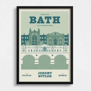 Bath Half marathon personalised print green