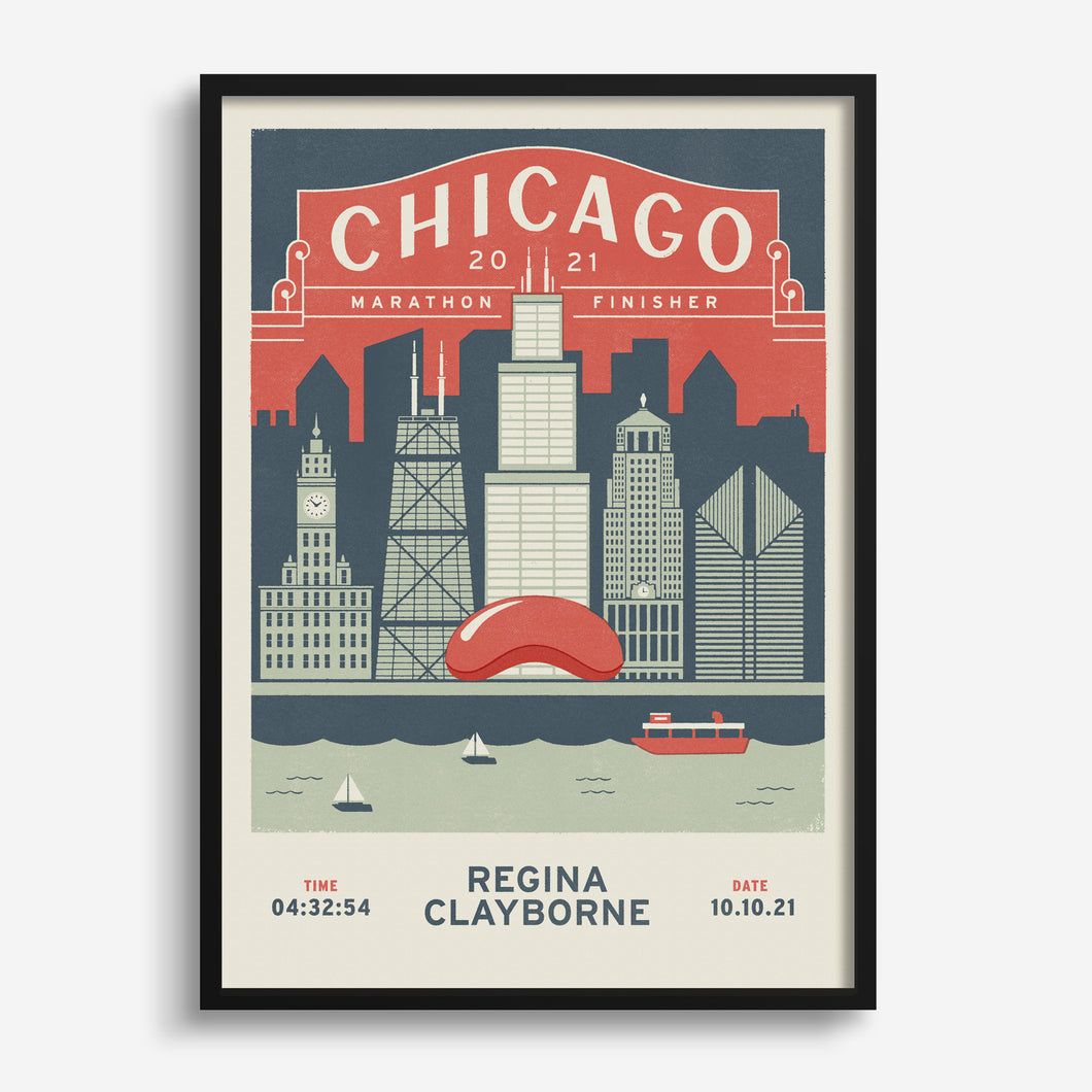 chicago marathon  personalised print