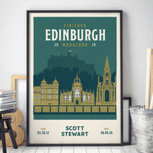 Load image into Gallery viewer, Personalised Edinburgh Marathon Race print in frame