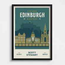 Load image into Gallery viewer, Personalised Edinburgh Marathon Race print  close up