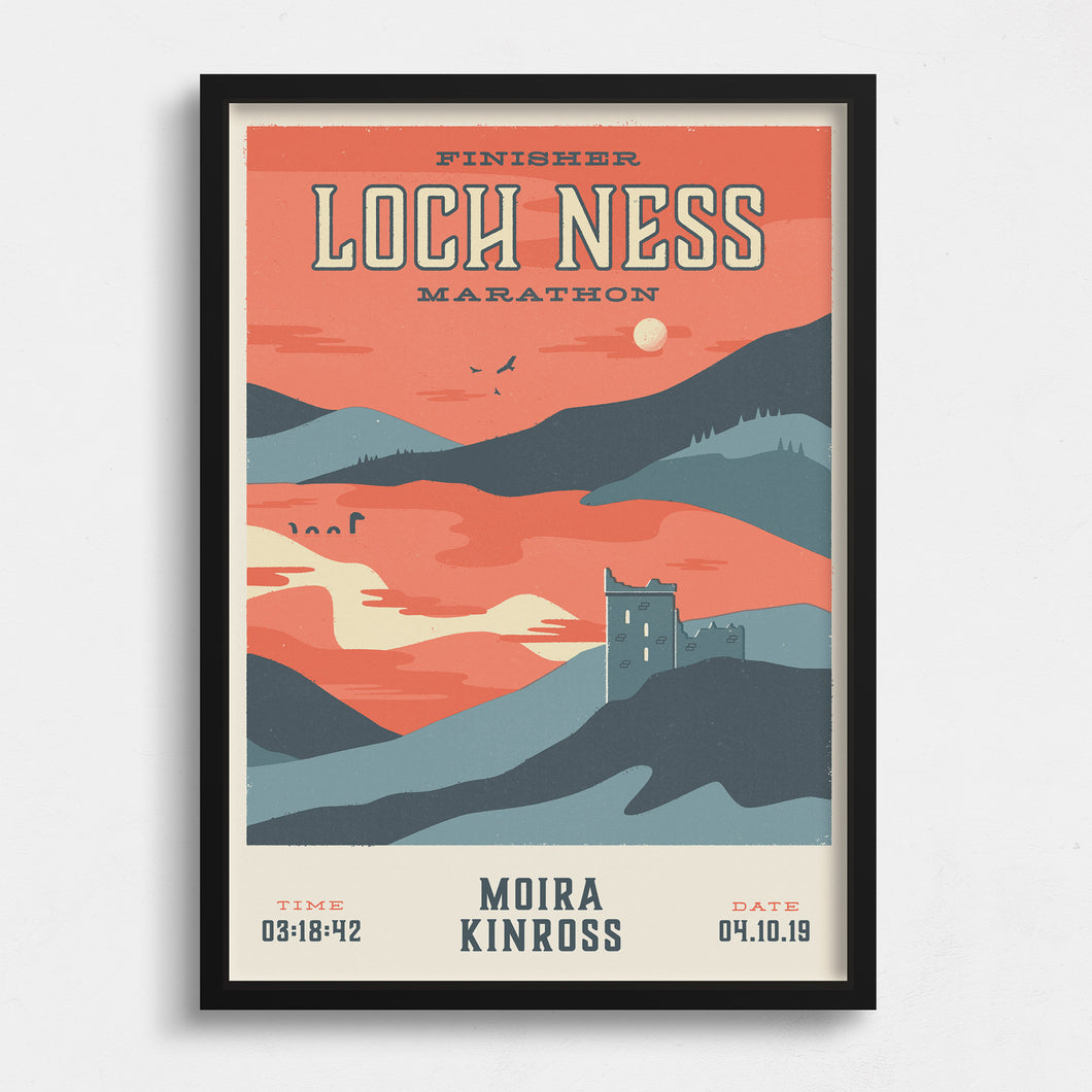 Personalised Loch Ness Marathon Race print  in frame