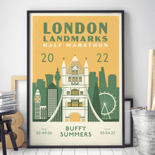 Load image into Gallery viewer, London Landmarks Half Marathon Personalised Print
