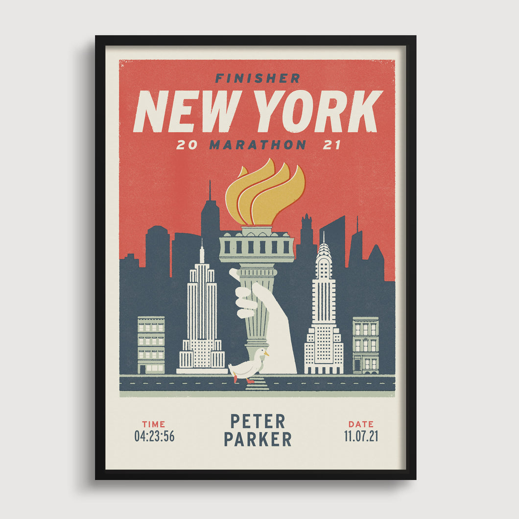 New York Marathon (2021 Wrinkle the Duck Edition) Personalised Print