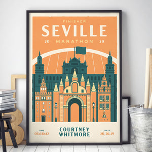Personalised Seville Marathon print in frame